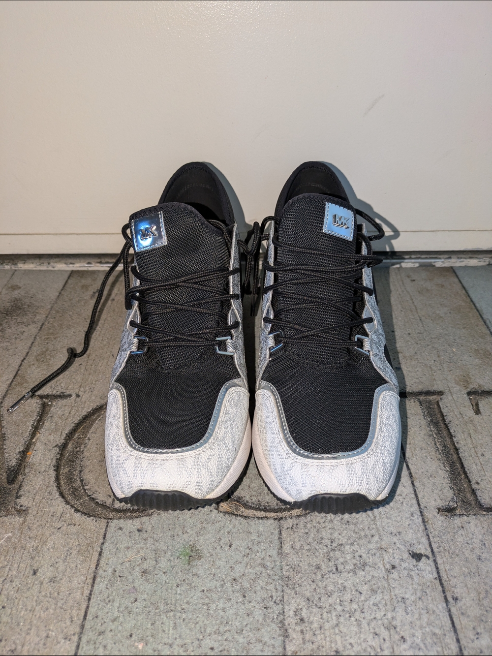 Michael Kors Worn 1x Women Black & Gray Logo Sneakers